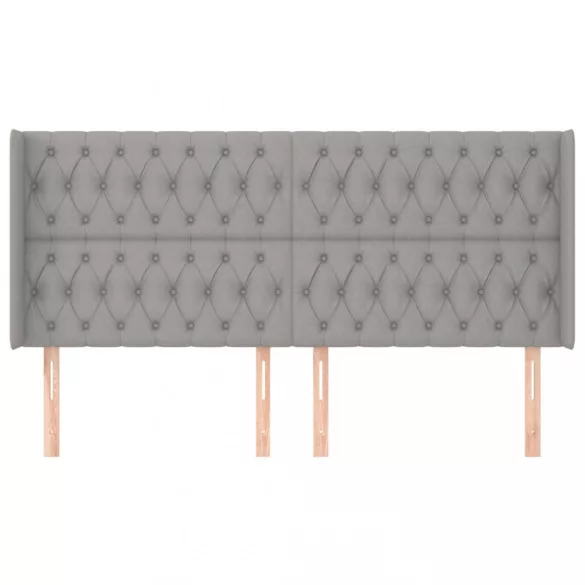 világosszürke szövet fejtámla szárnyakkal 183x16x118/128 cm