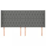 sötétszürke szövet fejtámla szárnyakkal 203x16x118/128 cm