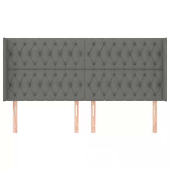 sötétszürke szövet fejtámla szárnyakkal 203x16x118/128 cm