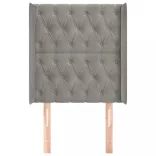 világosszürke bársony fejtámla szárnyakkal 83x16x118/128 cm