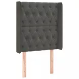 sötétszürke bársony fejtámla szárnyakkal 83x16x118/128 cm
