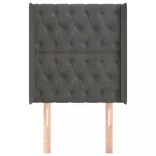 sötétszürke bársony fejtámla szárnyakkal 83x16x118/128 cm