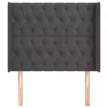 sötétszürke bársony fejtámla szárnyakkal 103x16x118/128 cm