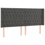 sötétszürke bársony fejtámla szárnyakkal 203x16x118/128 cm