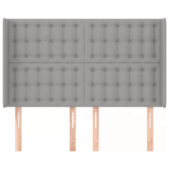 világosszürke szövet fejtámla szárnyakkal 147x16x118/128 cm