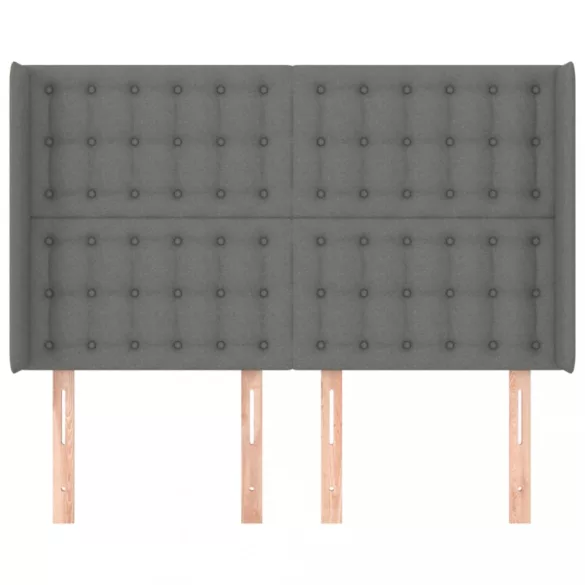 sötétszürke szövet fejtámla szárnyakkal 147x16x118/128 cm