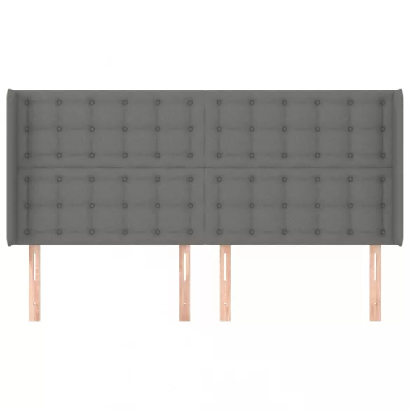 sötétszürke szövet fejtámla szárnyakkal 163x16x118/128 cm