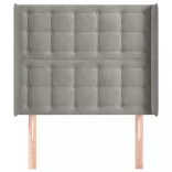 világosszürke bársony fejtámla szárnyakkal 83x16x118/128 cm