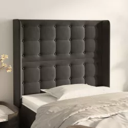   sötétszürke bársony fejtámla szárnyakkal 83x16x118/128 cm