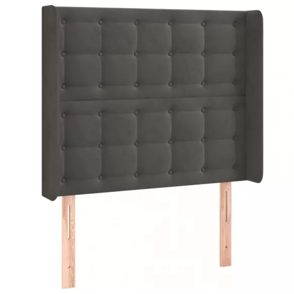 sötétszürke bársony fejtámla szárnyakkal 83x16x118/128 cm