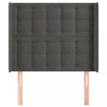 sötétszürke bársony fejtámla szárnyakkal 103x16x118/128 cm