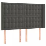 sötétszürke bársony fejtámla szárnyakkal 147x16x118/128 cm