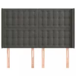sötétszürke bársony fejtámla szárnyakkal 147x16x118/128 cm