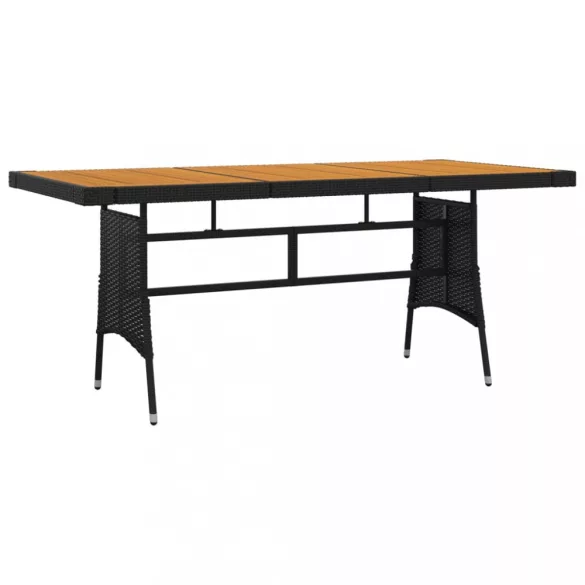 9 részes fekete polirattan kültéri étkezőgarnitúra