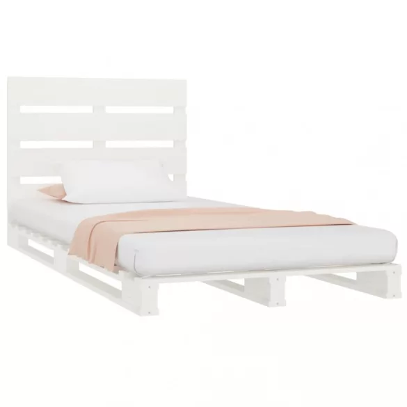 fehér tömör fenyőfa ágy matrac nélkül 75 x 190 cm