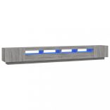 3 részes szürke sonoma színű fa TV-szekrény szett LED-lámpákkal