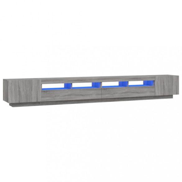 3 részes szürke sonoma színű fa TV-szekrény szett LED-lámpákkal