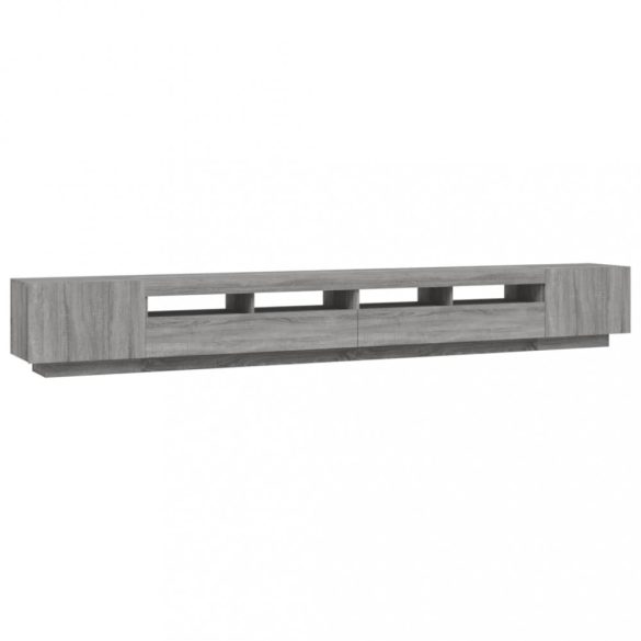 3 részes szürke sonoma színű fa TV-szekrény szett LED-lámpákkal