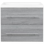 szürke sonoma színű szerelt fa mosdószekrény beépített mosdóval