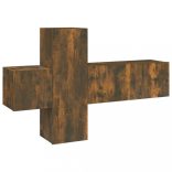 3 részes füstös tölgy színű szerelt fa TV-szekrényszett