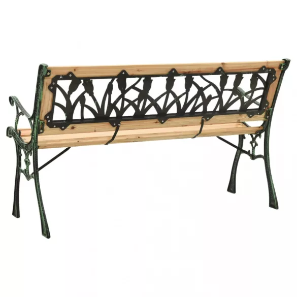 öntöttvas és tömör fenyőfa kerti pad 122 cm