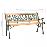 öntöttvas és tömör fenyőfa kerti pad 122 cm
