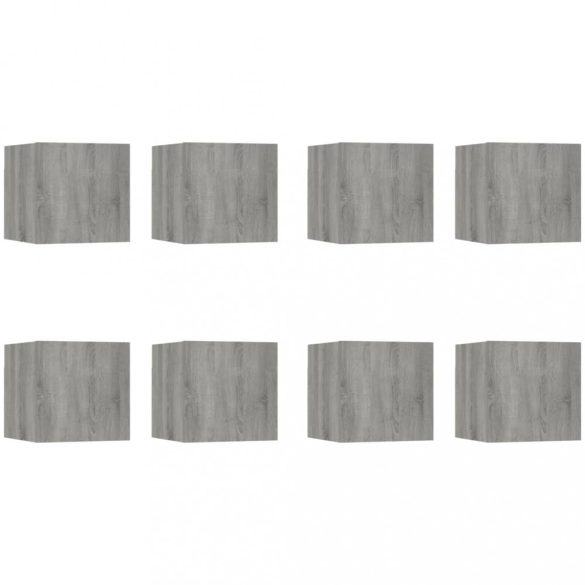 8 db szürke sonoma színű fali TV-szekrény 30,5 x 30 x 30 cm