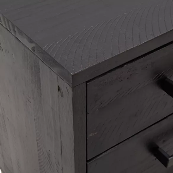 2 db fekete tömör fenyőfa éjjeliszekrény 36 x 30 x 45 cm