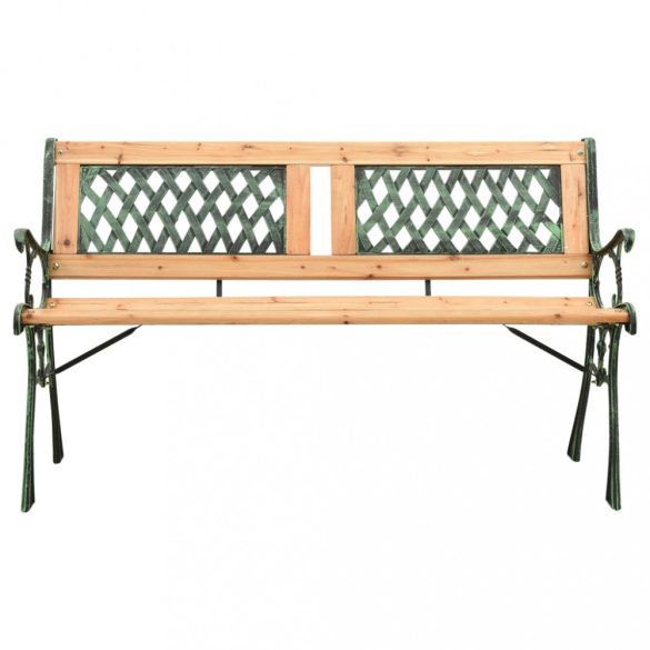 öntöttvas és tömör fenyőfa kerti pad 122 cm