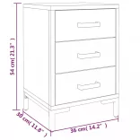 2 db fekete tömör fenyőfa éjjeliszekrény 40x30x55 cm
