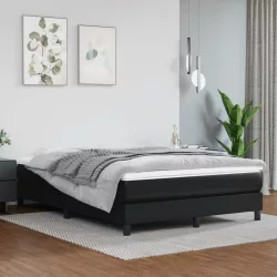 fekete műbőr rugós ágykeret 140x190 cm