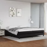 fekete műbőr rugós ágykeret 200x200 cm