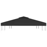 fekete kétszintes pavilon-tetőponyva 310 g/m² 3 x 3 m