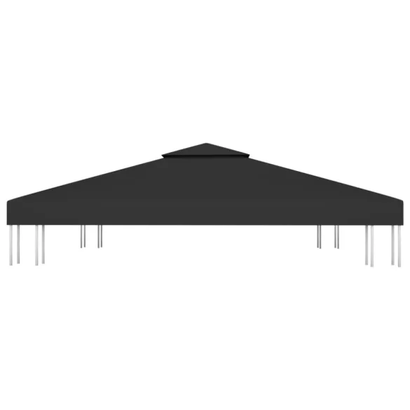 fekete kétszintes pavilon-tetőponyva 310 g/m² 3 x 3 m