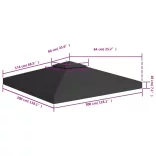 fekete kétszintes pavilon-tetőponyva 310 g/m² 3 x 3 m