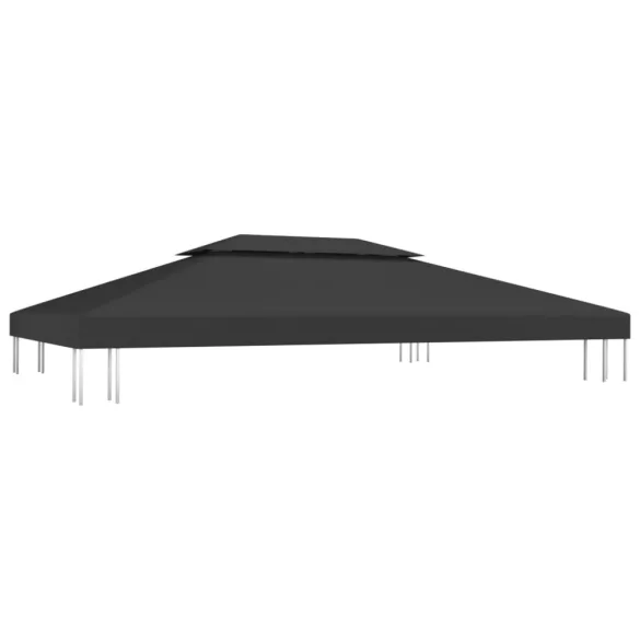fekete kétszintes pavilon-tetőponyva 310 g/m² 4 x 3 m