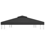 fekete kétszintes pavilon-tetőponyva 310 g/m² 4 x 3 m