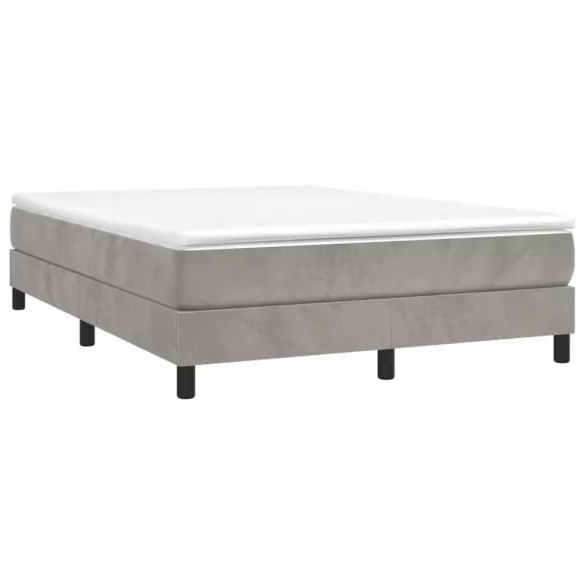 világosszürke bársony rugós ágykeret 140 x 190 cm