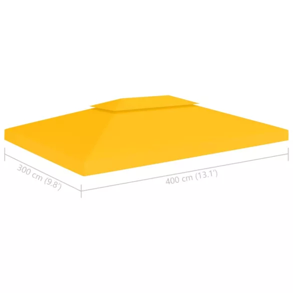 sárga kétszintes pavilon-tetőponyva 310 g/m² 4 x 3 m