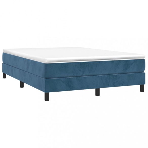 sötétkék bársony rugós ágykeret 140x200 cm