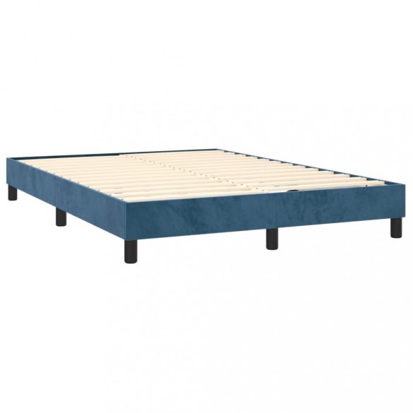 sötétkék bársony rugós ágykeret 140x200 cm