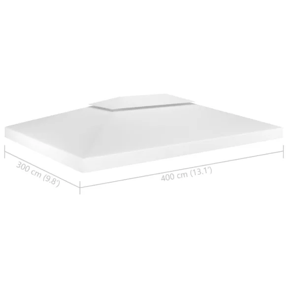 fehér kétszintes pavilon-tetőponyva 310 g/m² 4 x 3 m