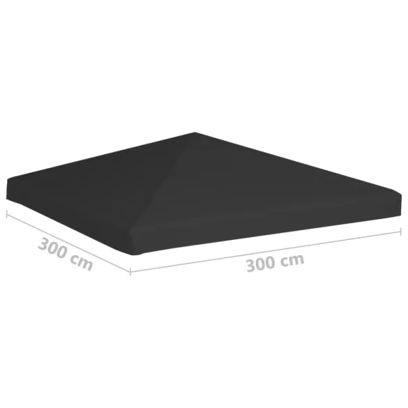 fekete pavilon-tetőponyva 270 g/m²  3 x 3 m