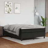 fekete műbőr rugós ágykeret 140x190 cm