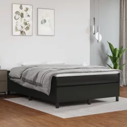 fekete műbőr rugós ágykeret 140x190 cm