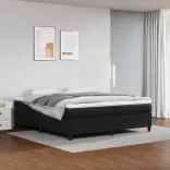 fekete műbőr rugós ágykeret 160x200 cm