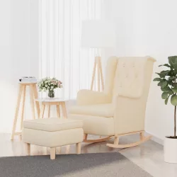   krémszínű szövet karosszék hintalábakkal és lábtartóval