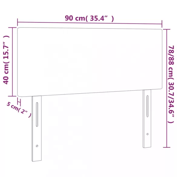 sötétbarna szövet LED-es fejtámla 90x5x78/88 cm