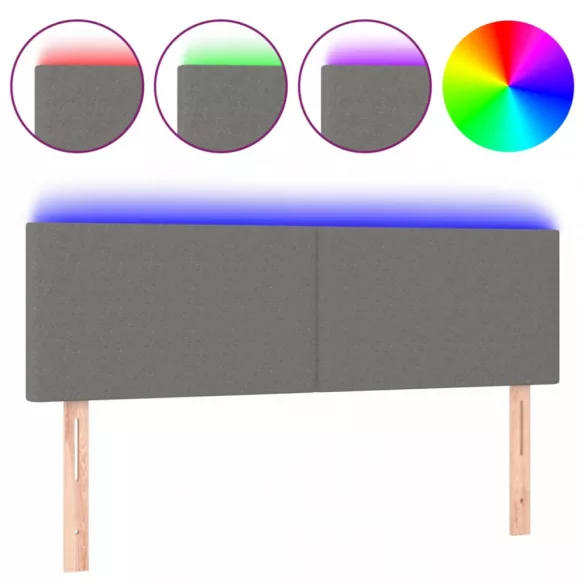 sötétszürke szövet LED-es fejtámla 144x5x78/88 cm