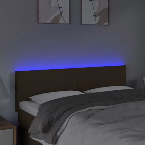 sötétbarna szövet LED-es fejtámla 144x5x78/88 cm